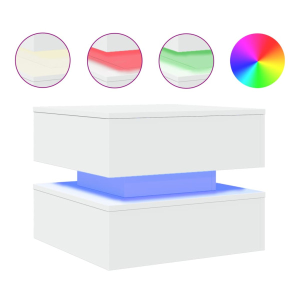 Mesa de centro com luzes LED 50x50x40 cm branco M 2