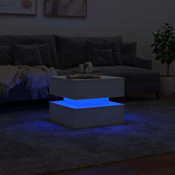 Mesa de centro com luzes LED 50x50x40 cm branco M 5