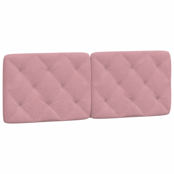 Cabecero de cama acolchado terciopelo rosa 140 cm M 2