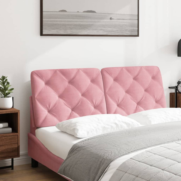 Cabecero de cama acolchado terciopelo rosa 140 cm M 3