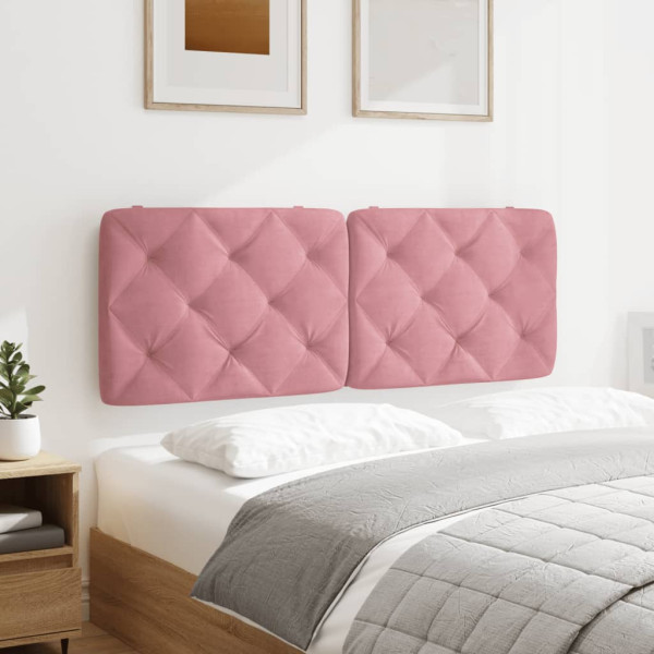 Almofadão de cabeceira 140 cm veludo rosa M 4