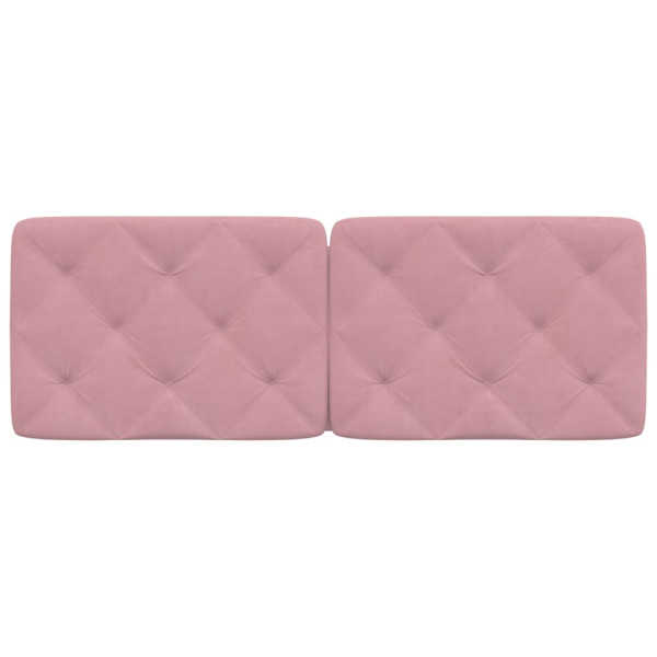 Cabecero de cama acolchado terciopelo rosa 140 cm M 5
