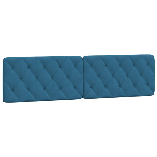 Cabecero de cama acolchado terciopelo azul 200 cm M 2
