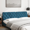 Cabecero de cama acolchado terciopelo azul 200 cm 3