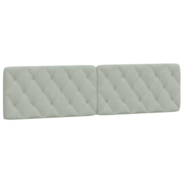 Cabecero de cama acolchado terciopelo gris claro 200 cm M 2