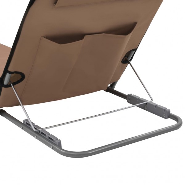 Colchões de praia dobráveis 2 pcs aço e tecido castanho M 5