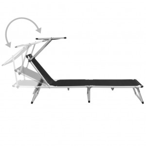 Tumbona plegable con toldo aluminio y textilene negra H