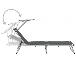 Tumbona plegable con toldo aluminio y textilene gris H