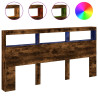 Cabecero de cama con luz LED roble ahumado 200x17x102 cm 2