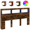 Cabecero de cama con luz LED roble ahumado 180x17x102 cm 2