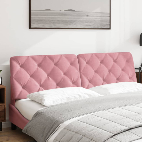 Cabecero de cama acolchado terciopelo rosa 180 cm M 3