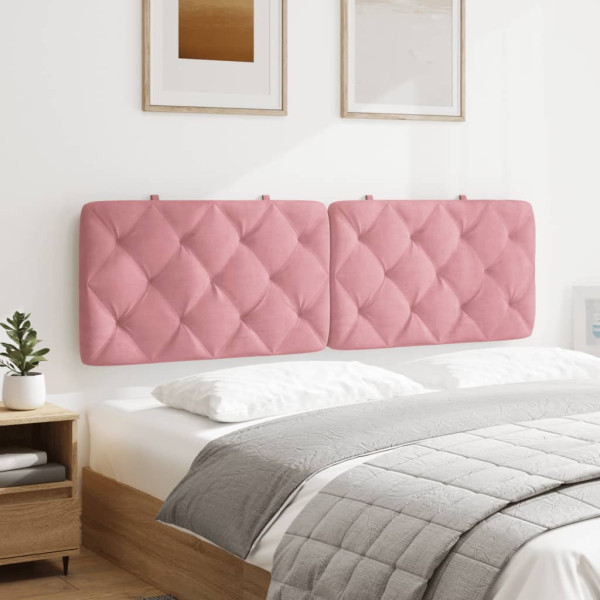 Cabecero de cama acolchado terciopelo rosa 160 cm M 4
