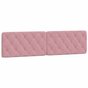 Cabecero de cama acolchado terciopelo rosa 200 cm H