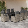 Set comedor de jardín 9 pzas cojines ratán sintético gris claro 1