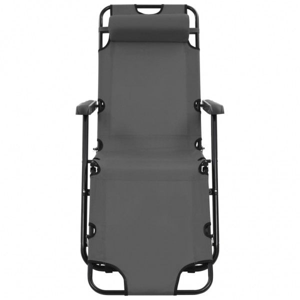 Espreguiçadeiras dobráveis c/ apoio de pés 2 pcs aço cinzento M 3