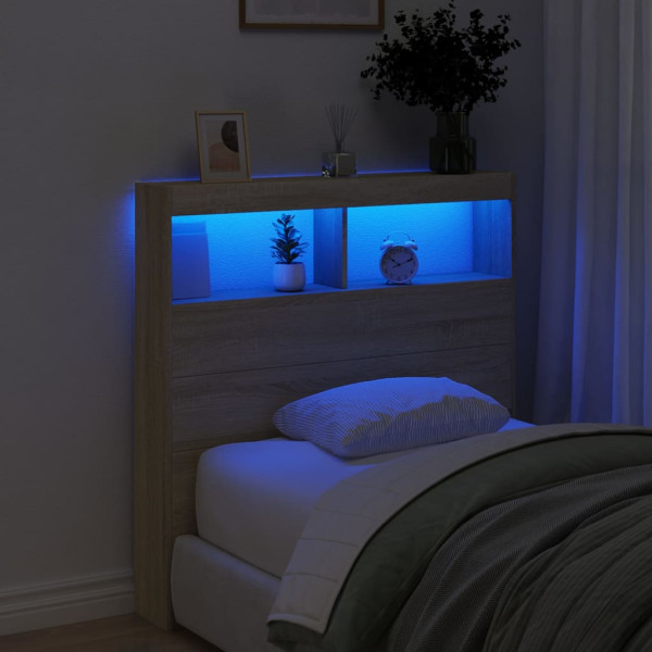 Cabecero de cama con LED roble Sonoma 100x17x102 cm M 4