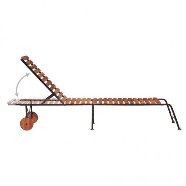 Tumbona ajustable de madera maciza de acacia y patas de acero M 5