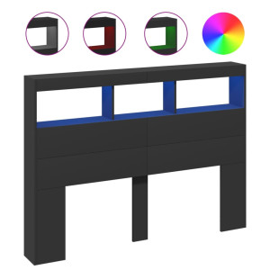 Cabecero de cama con LED negro 140x17x102 cm H