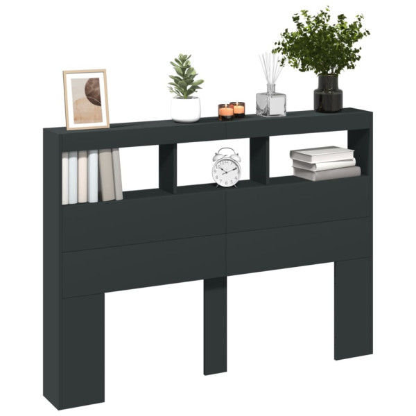 Cabecero de cama con LED negro 140x17x102 cm M 5