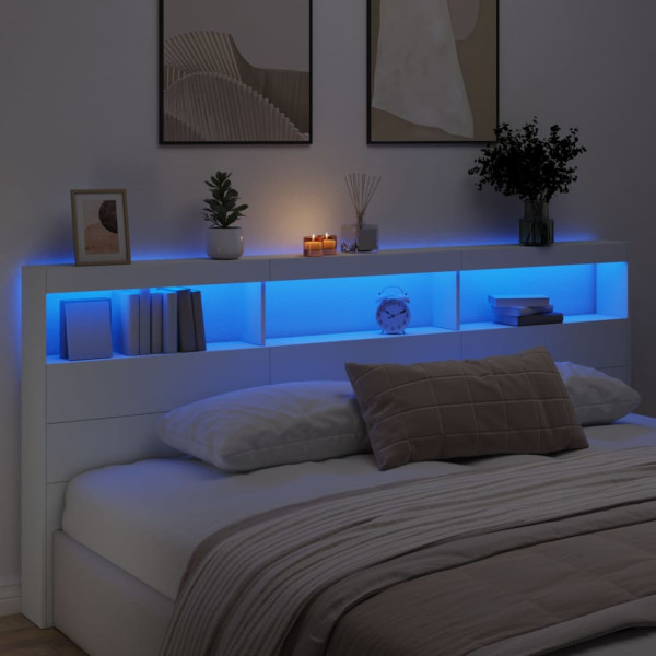 Cabecero de cama con LED blanco 220x17x102 cm M 4