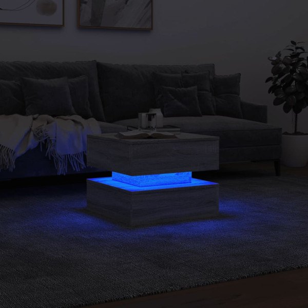Mesa de centro com luzes LED 50x50x40 cm sonoma cinza-claro M 5