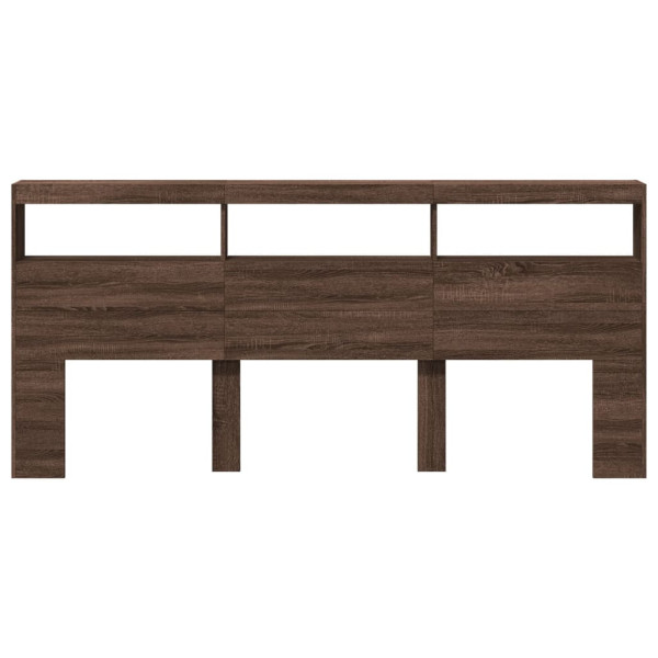 Cabecero de cama con luz LED marrón roble 220x17x102 cm M 5