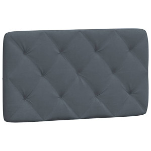 Cabecero de cama acolchado terciopelo gris oscuro 80 cm H
