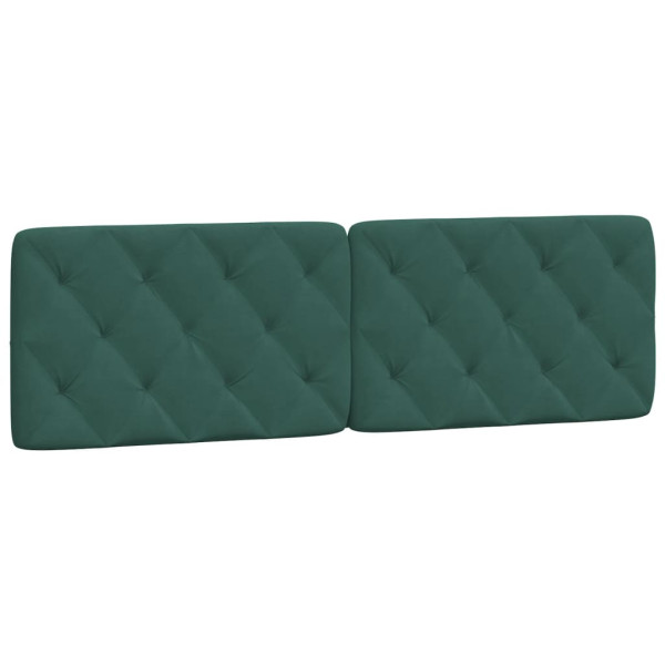 Cabecero de cama acolchado terciopelo verde oscuro 160 cm M 2