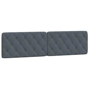 Cabecero de cama acolchado terciopelo gris oscuro 200 cm H