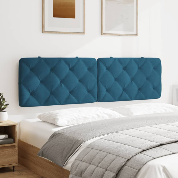 Cabecero de cama acolchado terciopelo azul 180 cm M 4