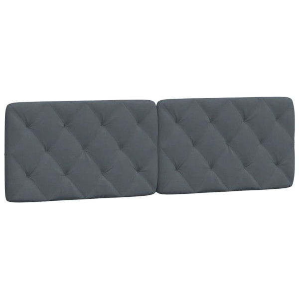 Cabecero de cama acolchado terciopelo gris oscuro 160 cm M 2