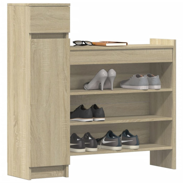 Zapatero madera de ingeniería roble Sonoma 100.5x28x100 cm M 4