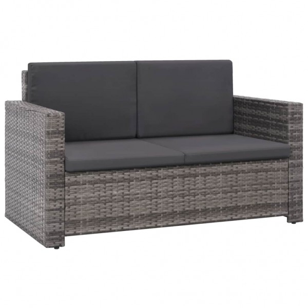 2 pcs conjunto lounge de jardim c/ almofadões vime PE cinzento M 4