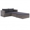 3 pcs conjunto lounge de jardim c/ almofadões vime PE cinzento 2