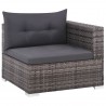 3 pcs conjunto lounge de jardim c/ almofadões vime PE cinzento 4