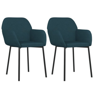 Cadeiras de jantar 2 pcs veludo azul H