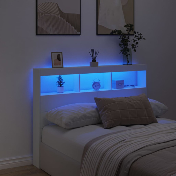 Cabecero de cama con LED blanco 140x17x102 cm M 4