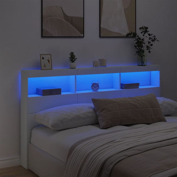 Cabecero de cama con LED blanco 180x17x102 cm M 4
