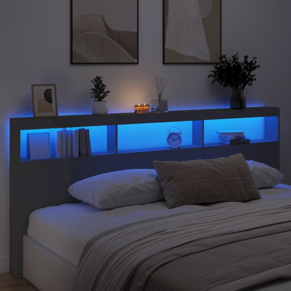 Cabecero de cama con LED negro 220x17x102 cm M 4