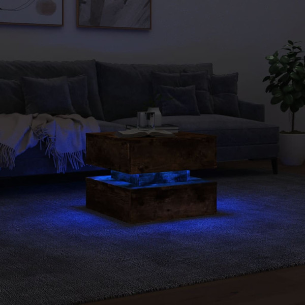 Mesa de centro com luzes LED 50x50x40 cm carvalho fumado M 5