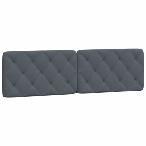 Cabecero de cama acolchado terciopelo gris oscuro 180 cm H