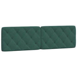Cabecero de cama acolchado terciopelo verde oscuro 180 cm H