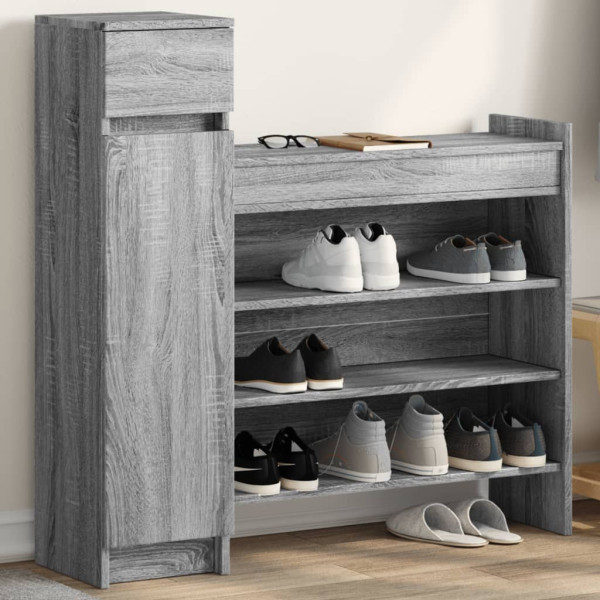 Zapatero madera de ingeniería gris Sonoma 100.5x28x100 cm D
