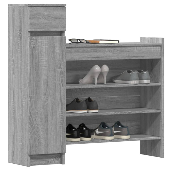 Zapatero madera de ingeniería gris Sonoma 100.5x28x100 cm M 4