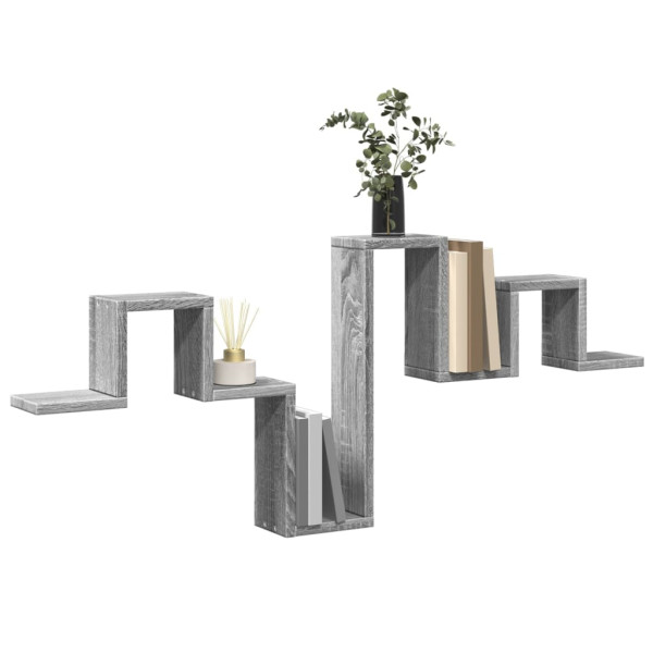 Estantería pared madera ingeniería gris Sonoma 104.5x10x43 cm M 4