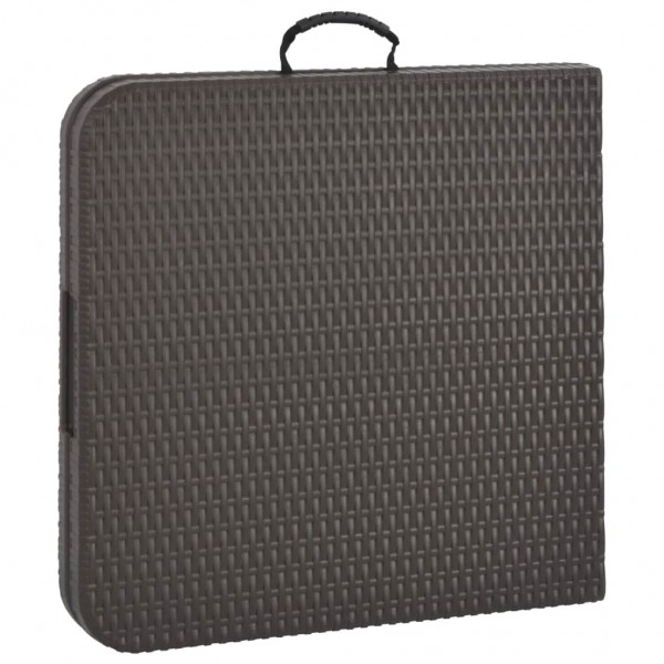 Mesa jardim dobrável 120x60x74cm PEAD castanho c/ aspeto vime M 5