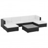 Set muebles de jardín 7 piezas y cojines ratán sintético negro 1