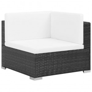 Set muebles de jardín 7 piezas y cojines ratán sintético negro H