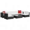 Set muebles de jardín 7 piezas y cojines ratán sintético negro 1