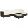 Set muebles de jardín 6 piezas y cojines ratán sintético marrón 2